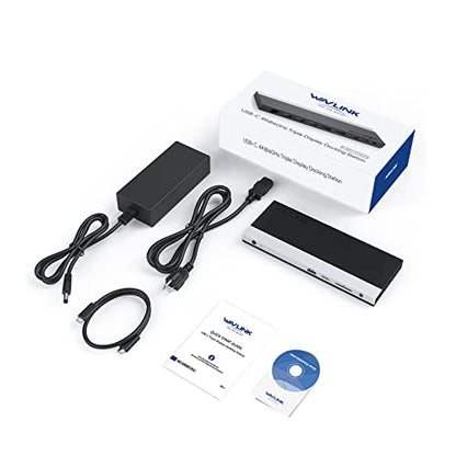 WAVLINK USB C Docking Station,100W PD Charging,Triple 4K Display Type-C Adapter(HDMI,2 DisplayPort,Ethernet,4 USB 3.0,SD/TF Card Reader,3.5mm Audio) for MacBook Pro,Dell XPS 13/15,HP,Lenovo Yoga