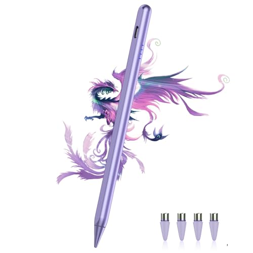 Stylus Pen for Android, A11+/A9+ Pencil Power-Display Android Tablet Pen 4 POM Tip Rechargeable Stylus Pen for iPhone 6-17, Samsung Tab A11/A9, Switch, Other Smartphone and Tablet Devices-Purple - color: Purple