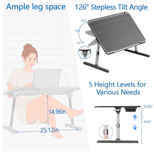 2 Pack Lap Desk Bundle, Cushioned Lap Pad & Adjustable Foldable Laptop Bed Tray, Fits Up to 17 Inch Laptops for Bed Couch Dorm