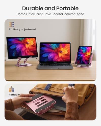 LOXP Adjustable Tablet Stand, 360 Rotating iPad Stand with Heavy-Duty Base | Perfect for Travel, Desk, Office, 4.7-16.9" Device, iPad Pro Air Mini, Kindle, Surface Tablet, Portable Monitors - Gold - color: Pink