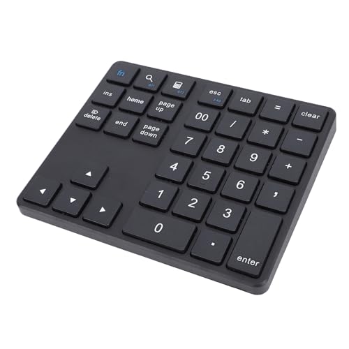 Bluetooth Number Pad, Type C Rechargeable Cordless Numeric Keypad, 35 Keys External Numpad Keyboard Data Entry for PC Desktop, Laptop Notebook (Black) - color: Black