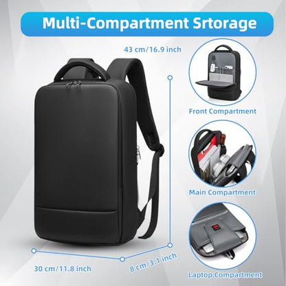 Slim Laptop Backpack for Men 15.6 inch Business Computer Backpack with Compartment Waterproof Anti-Theft Aesthetic Compact Bag for Travel Work College