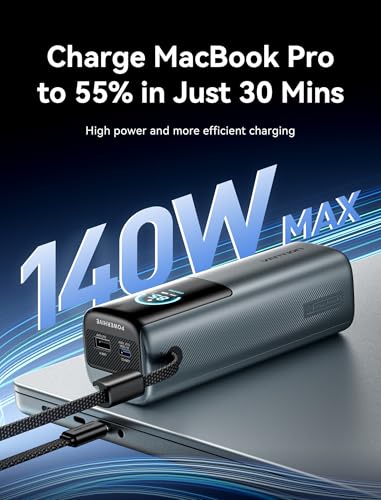 VENTION Powerhive 27000mAh Laptop Power Bank, 200W, Built-in and Extra 240W USB-C Cables, Portable Laptop Charger, Digital Display, for iPhone 17/16/15/14/13 Pro Max, MacBook, Dell, HP, Galaxy S24