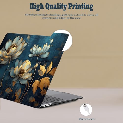 Laptop Shell for MacBook Air 11 inch Case 2015 2014 2013 2012 2011 2010 Release Model A1465 A1370,Air 11.6" Snap on Protective Laptop Hard Case & Keyboard Cover,Blue Gold Flower - color: Blue Gold Flower, size: Air 11" 2010-2015(A1370/A1465)