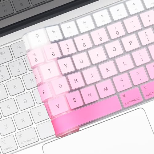 2 Pack Keyboard Cover for 2026 MacBook Neo 13" (Touch ID) & MacBook Pro 14"/16" M5-M1 Pro/Max, M5-M2 & MacBook Air 13"/15" M5-M1, Keyboard Protective Skin US Layout-BlackGradual - color: PinkGradual+TPU