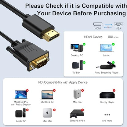 HDMI to VGA Cable 3 Feet 10-Pack,1080P HD | HDMI to VGA Cord (Male to Male)Video Cable for Computer, Desktop, Laptop, PC, Monitor, Projector, HDTV (NOT Bidirectional) - size: 3 Feet, style: 10Pack