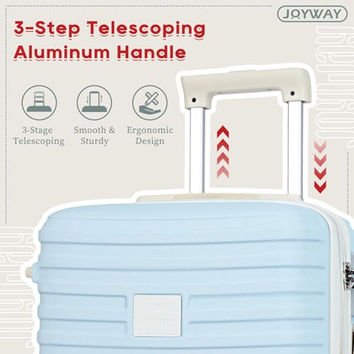 Joyway Expandable Carry on Luggage Sets Airline Approved, Lightweight Hard Shell 20 Inch Carry-on Suitcase with Spinner Wheels (Carry on luggage，LightBlue) - color: Light Blue, size: Carry on luggage