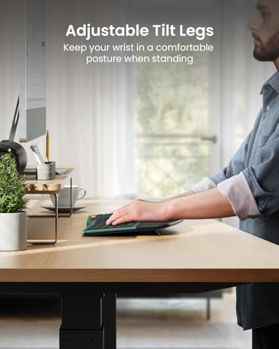 ProtoArc EKM01 Plus Wireless Ergonomic Keyboard Mouse Combo - Green | Full-size Split Keyboard with Cushioned Wrist Rest, Ergonomic Mouse, 3-Device Bluetooth/2.4G, USB-C Rechargeable - color: Green