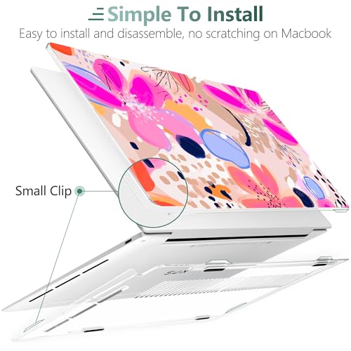 Batianda Blush Pink Stamens Case for Dell XPS 13 Laptop 2024 2025 | Fits Model 9340/9345/9350 13.4" Display, Lightweight Slim Hard Shell Protection for Women, Students and Floral Lovers - color: Pink stamens