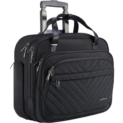 VANKEAN 15.6" Rolling Laptop Bag Waterproof RFID Travel Business Black