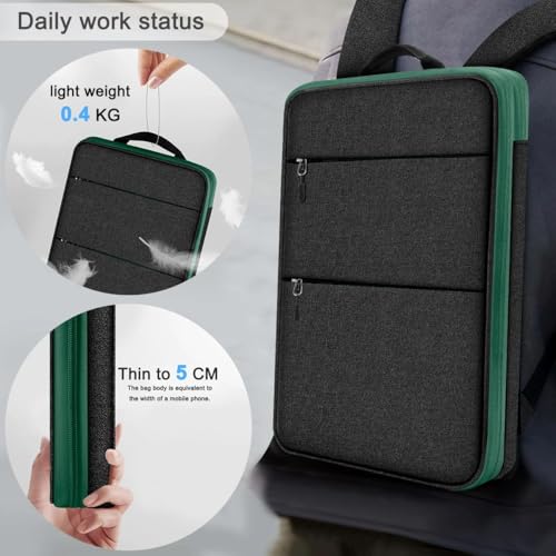 Travel Laptop Backpack with Small Case for 15-16 inch Notebooks, Slim & Expandable Computer Bag for College Business Commute for Men and Women,Black-Green - color: Black-green