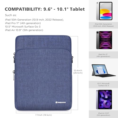 NIDOO 10 inch Laptop Sleeve Carrying Bag Shoulder Case for 10.9" 11" iPad Air M3 M2/ 11" iPad Pro 2025/10.9" 10.2" 11 inch iPad/ 10.5" Samsung Galaxy Tab A8 S8 / 10.4" HUAWEI / 10.6" Lenovo Handle - color: Blue, size: 10-11 inch Tablet