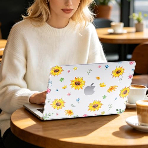 Feams for MacBook Neo 13 Inch Case 2026 A3404, Stylish Protective Clear Case Hard Shell Transparent Cover for MacBook Neo 13 Inch 2026 (A18 Pro Chip) with Keyboard Cover, Sunflower - color: Sunflower