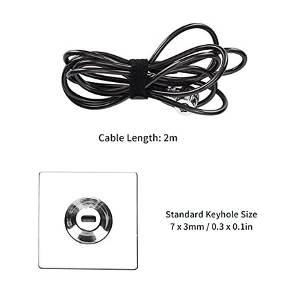 Laptop Lock Galvanized Steel Security Cable 2m Length 180 Degree Rotation for Notebook Monitor Projector Office Dormitory Public, 360 Dual Shaft Universal Keyhole Compatible