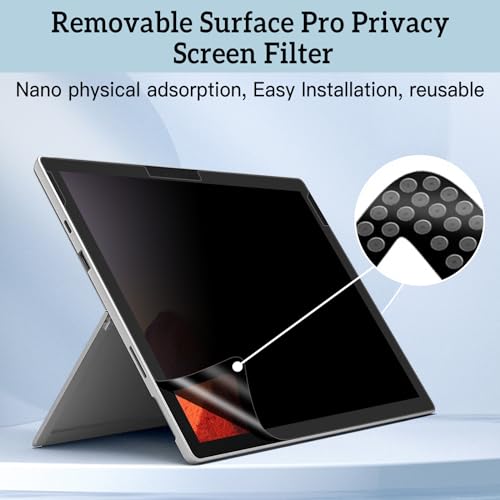 Surfcae Pro 13 inch Privacy Screen, for Microsoft Surface Pro 11/10/9/8/X | Removable Privacy Screen and Reusable Anti-Spy Anti-Glare Anti Blue Light Protector - size: Surface Pro 11/10/9/8/X (13 inch)