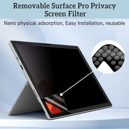 Surfcae Pro 13 inch Privacy Screen, for Microsoft Surface Pro 11/10/9/8/X | Removable Privacy Screen and Reusable Anti-Spy Anti-Glare Anti Blue Light Protector - size: Surface Pro 11/10/9/8/X (13 inch)
