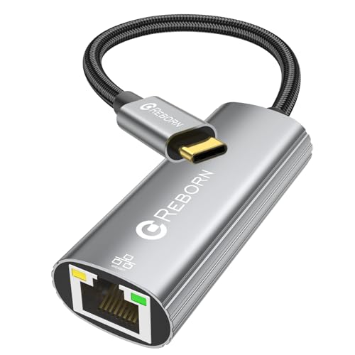 Reborn USB C to Ethernet Adapter, Type-C (Thunderbolt 3/4) to RJ45 Gigabit Ethernet LAN Network Adapter Compatible with iPhone 15 Pro/Max, MacBook Pro/Air 2023, iPad Pro, iMac, S23, XPS 17 and More
