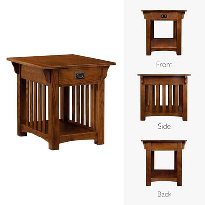Leick Home Mission End Table, 22", Medium Oak - color: Medium Oak