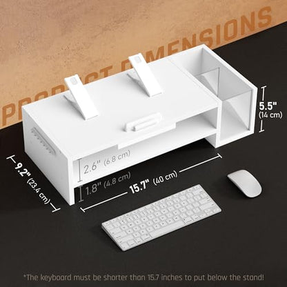 AFOOYO Adjustable Wood Laptop Stand, Ergonomic Height & Angle Computer Riser with Pen Holder – Compatible with MacBook Air/Pro, Dell, HP, Lenovo & 10-17.3" Notebooks – White - color: White, size: With Pen Holder