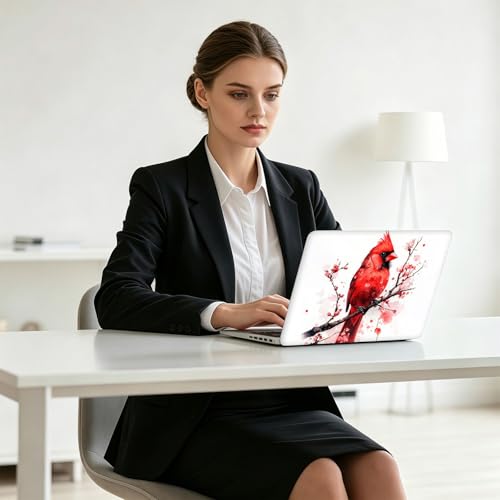 Universal Laptop Skin Decal, 3-Piece Vinyl Protector for 12 13 14 15.6" Notebook, Waterproof Anti-Scratch, Easy Trim & Bubble-Free Finish, Red Cardinal Bird - color: Red Cardinal Bird