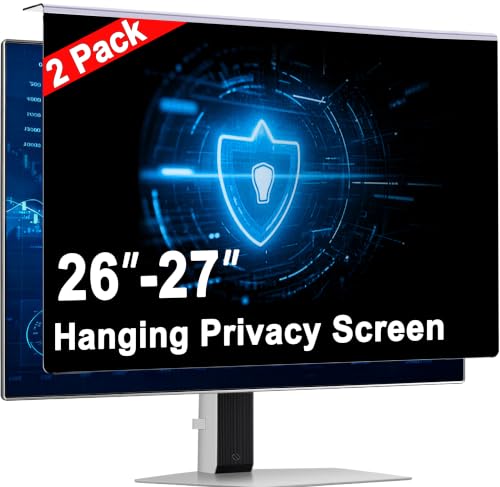 2 Pack 27 Inch Privacy Screen for Monitor, Hanging Anti Spy Screen Filter for 26 to 27 Inch 16:9 Widescreen Monitor, Removable Blue Light Reduction Protector for Office - color: 26 - 27 Inch (Diagonal), size: [2 Pack]