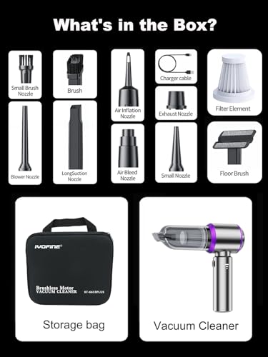 Vacuum/Air Duster 80,000RPM Super Power Mini Car Vacuum Cleaner | 4-in-1 air Blower Gun Air Duster & Air Blower & Pump Hand Electric air Duster Handheld dust Blower Blower Cordless
