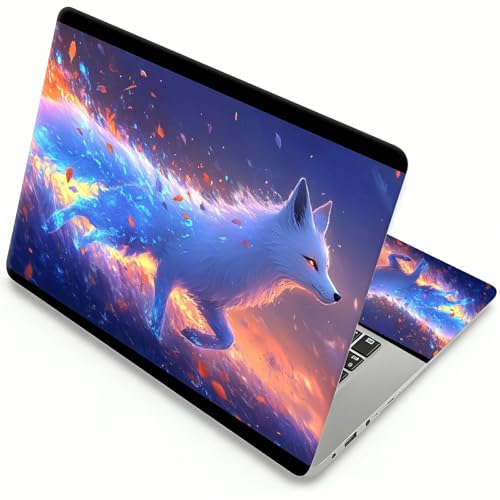 Laptop Skin Sticker Laptop Cover for 12" 13" 13.3" 14" Laptop Stickers,Reusable Skin Sticker Cover Personalized Art Waterproof & Scratch-Resistant Protector Case,White Fox - color: White Fox