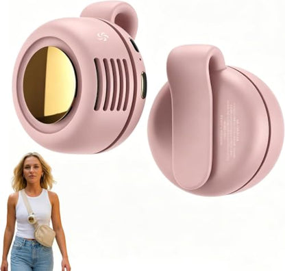 Clip-On Fan for Shirt, Mini Wearable Waist Fan with 3 Speeds, USB Rechargeable Bladeless Personal Fan, 360° Rotatable Hands-Free Fan for Travel, Outdoor & Office (Pink) - color: Pink