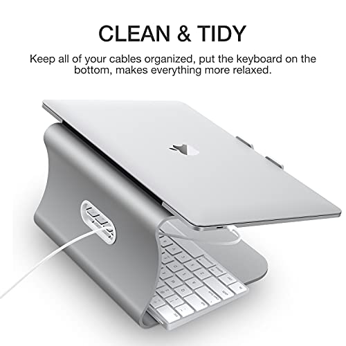 Laptop Stand, Aluminum Notebook Holder Riser Heat-Vent for MacBook Air/Pro, Dell, HP, Lenovo, Microsoft Surface, Samsung 11-16 inches Notebook (Space Silver) - color: Space Silver