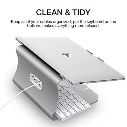 Laptop Stand, Aluminum Notebook Holder Riser Heat-Vent for MacBook Air/Pro, Dell, HP, Lenovo, Microsoft Surface, Samsung 11-16 inches Notebook (Space Silver) - color: Space Silver
