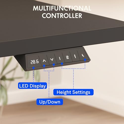 FLEXISPOT EN2 48"x24" Whole-Piece Standing Desk with Power Strip, Black | Whole-Piece Desktop, Easy-Access Clamp Power Strip, Organized Cable Management, Modern Home Office Setup - color: Black Top + White Frame, size: 48x24"