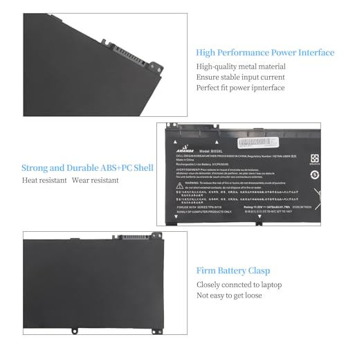 BI03XL 41.7 WH Laptop Battery Compatible with HP Pavilion X360 13-U M3-U 13-u000 M3-U001DX M3-U103DX 13-U100TU 13-U118TU Stream 14-AX 14-ax010wm 14-ax010nr ON03XL 0N03XL 844203-855 - size: 9.44*5.27*1.22 inch BI03XL