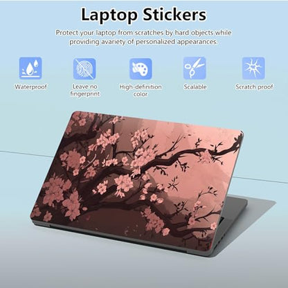 Universal Laptop Skin Sticker with 2 Wrist Pad Skins, Waterproof Scratch Resistant Vinyl Laptop Cover Decal, Cut to Fit for 11–15.6 Inch MacBook HP Dell Lenovo, Cherry Blossom Tree - color: Cherry Blossom Tree