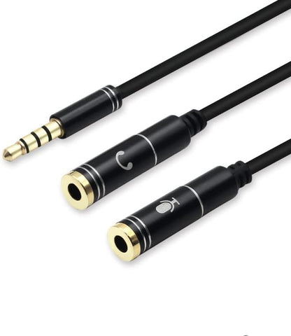 Audio Splitter Cable Y Adapter Micro Headset 3.5mm Male to 2 Female for Headphone Desktop and Laptop (Black)