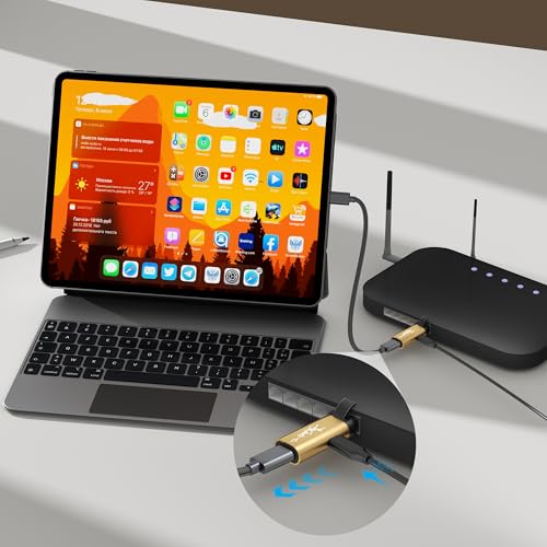 USB C to Ethernet Adapter with 100W Power Delivery, RJ45 Male to USB C Female Network LAN Adapter, Built-in Smart Chip, 1Gbps, Charging and Surfing 2 in 1, Supports PC, Laptop, Tablet, Smartphone - style: RJ45 to USB-C Adapter with PD Port