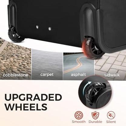 Rolling Laptop Bag, 17.3In Rolling Briefcase for Women Work College Teacher | Lockable, Insulated & Waterproof Pocket, Carry on Rolling Computer Bag Rolling Bag for Business, Laptop Bag with Wheels Gift - color: Black/White/Brown