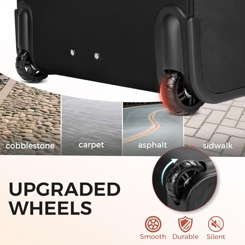 Rolling Laptop Bag, 17.3In Rolling Briefcase for Women Work College Teacher | Lockable, Insulated & Waterproof Pocket, Carry on Rolling Computer Bag Rolling Bag for Business, Laptop Bag with Wheels Gift - color: Black/White/Brown