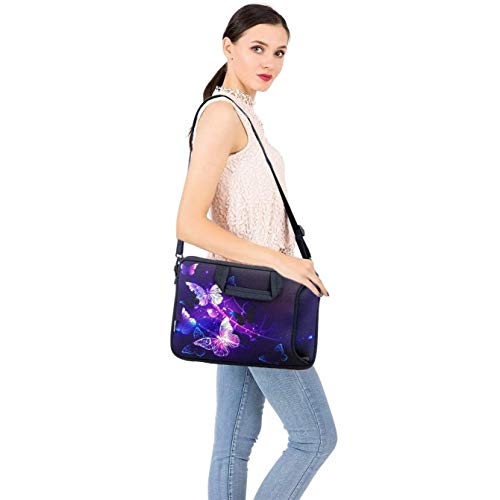10 inch Messenger Bag Carrying Case with Handle Accessory Pocket Fits 7 to 10-Inch Laptops/Notebook/Kids Tablet (7-10.2 inch, Butterflies) - color: Butterflies, size: 7-10.2 inch