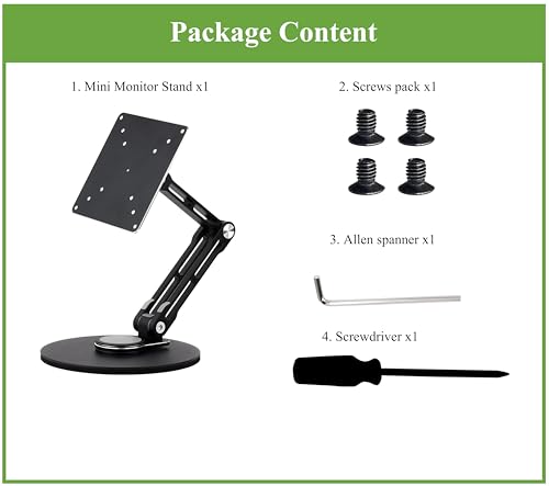 VESA Monitor Stand, Compatible with Up to 19inch Monitors, Supports 50 x 50/75 x 75/100 x 100 (mm) VESA Mounting Holes,Supports Multi-axis Rotation, Portable Adjustable Foldable