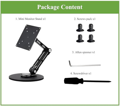 VESA Monitor Stand, Compatible with Up to 19inch Monitors, Supports 50 x 50/75 x 75/100 x 100 (mm) VESA Mounting Holes,Supports Multi-axis Rotation, Portable Adjustable Foldable