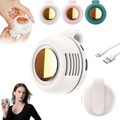 Portable Clip on Fan, 2026 New Silent Mini Bladeless Electric Fan, Mini Fans With Clip, 3-Speed Suspended Waist Fans for Outdoor & Travel & Office (White) - color: White