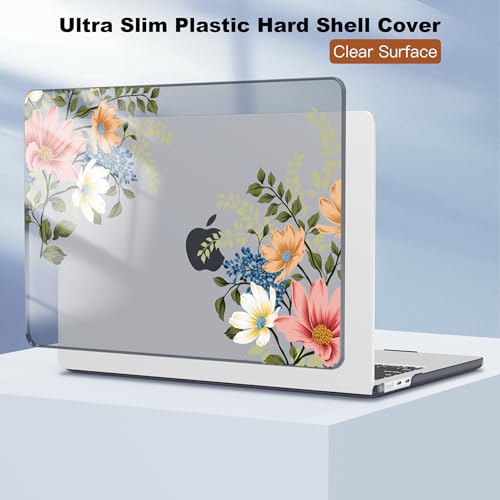 CISSOOK Compatible with MacBook Air 13 inch Case M2 M3 M4 M5 | A3449 A3240 A3113 A2681, 5in1 Set Hard Shell Case Keyboard Cover for MacBook Air 13.6 inch 2022 - 2026,Retro Flower - color: Air13.6inch-Blooming Retro Flower