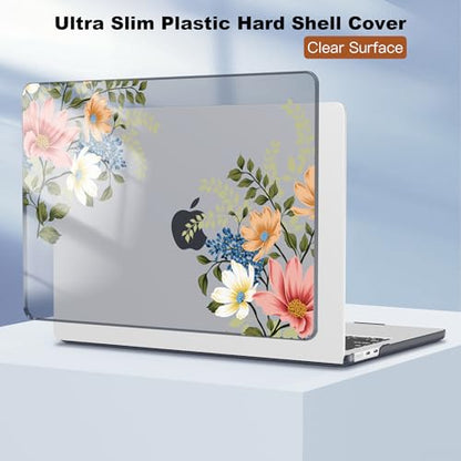 CISSOOK Compatible with MacBook Air 13 inch Case M2 M3 M4 M5 | A3449 A3240 A3113 A2681, 5in1 Set Hard Shell Case Keyboard Cover for MacBook Air 13.6 inch 2022 - 2026,Retro Flower - color: Air13.6inch-Blooming Retro Flower
