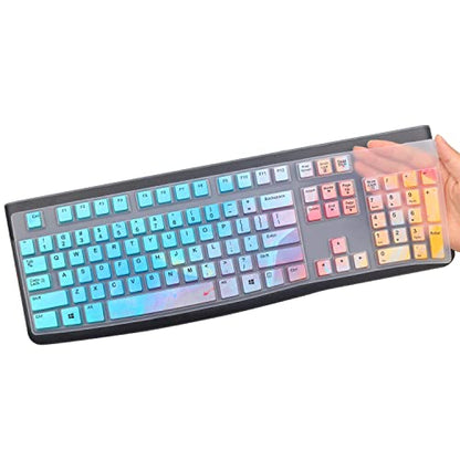 Silicone Keyboard Cover for Logitech K120 & MK120 Ergonomic Desktop USB Wired Keyboard, Logitech K120 & MK120 Keyboard Protective Skin US Layout (NOT Fit Other Model)-Colorful - color: Colorful