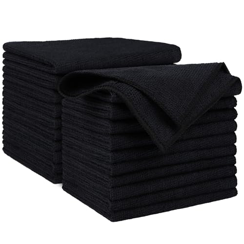 AIDEA Microfiber Cleaning Cloth Black 20PK, Microfiber Towels,12×12" | Premium Car Cloth, Dusting Cloth Cleaning Rags, Cleaning Towels for SUVs, House, Kitchen Workshops, Cleaning Supplies - color: Black, size: 20PK