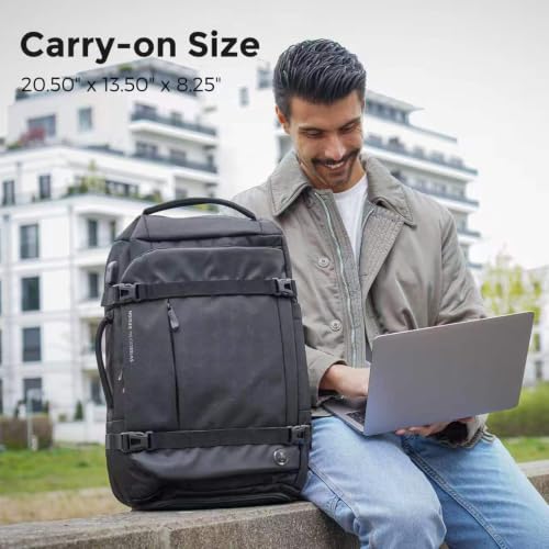 Swissdigital Design Travel Backpack 40L,TSA Friendly Flight Approved Carry-on Hand Luggage,with USB Charging Port Large Weekender Bag Fits 17 Inch Laptop Backpack Black | SD1756-01 - color: Black