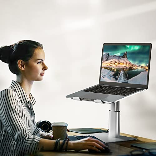 BESIGN LSX6N Laptop Stand, Ergonomic Adjustable Notebook Riser, Computer Holder, Laptop Mount Compatible with 10-15.6" Laptops, Silver - color: Silver, size: Sit Work(H5.90-9.44in)
