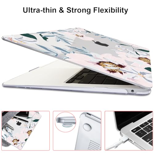 Compatible with MacBook Air 13 inch Case 2021 2020 2019 2018 M1 A2337 A2179 A1932 with Retina Display & Touch ID, Pattern Plastic Hard Shell Case Keyboard Skin Cover, Pink Peonies & Lilies - color: Pink Peonies & Lilies