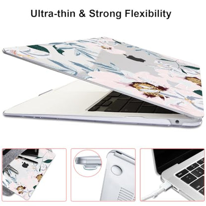 Compatible with MacBook Air 13 inch Case 2021 2020 2019 2018 M1 A2337 A2179 A1932 with Retina Display & Touch ID, Pattern Plastic Hard Shell Case Keyboard Skin Cover, Pink Peonies & Lilies - color: Pink Peonies & Lilies