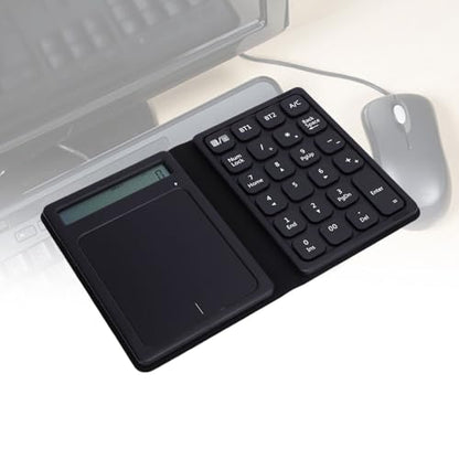ciciglow Bluetooth Number Pad, Rechargeable Wireless Numeric Keypad Foldable 23 Keys with Calculator Touchpad External Numpad Keyboard Data Entry